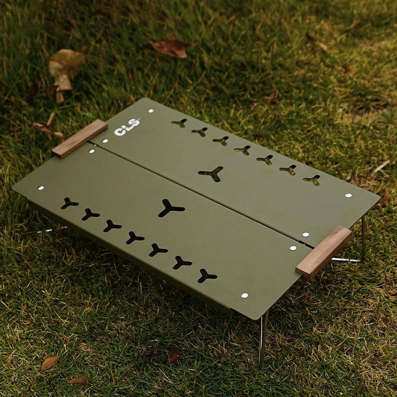 Contemporary Industrial Aluminum Alloy Rectangular Openwork Foldable Outdoor Dining Table For 2 Seats