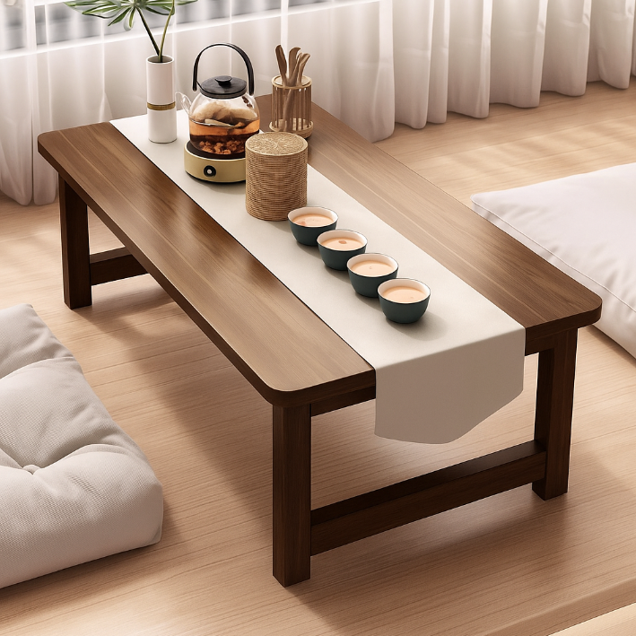 Japanese Fiberboard Rounded Rectangular Folding End Table 1-Tier