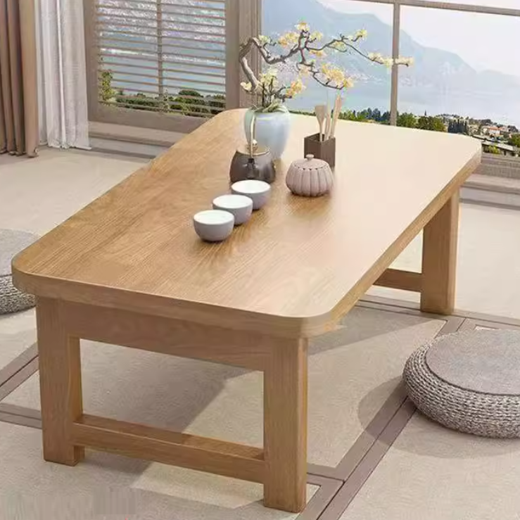 Japanese Fiberboard Rounded Rectangular Folding End Table 1-Tier