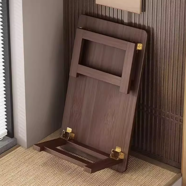 Japanese Fiberboard Rounded Rectangular Folding End Table 1-Tier