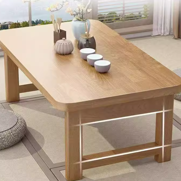 Japanese Fiberboard Rounded Rectangular Folding End Table 1-Tier