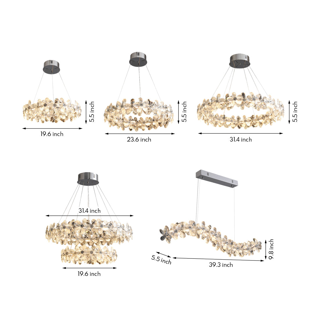 Flower Garland Crystal Chandelier, Chrome K9 Crystal Ceiling Light 15