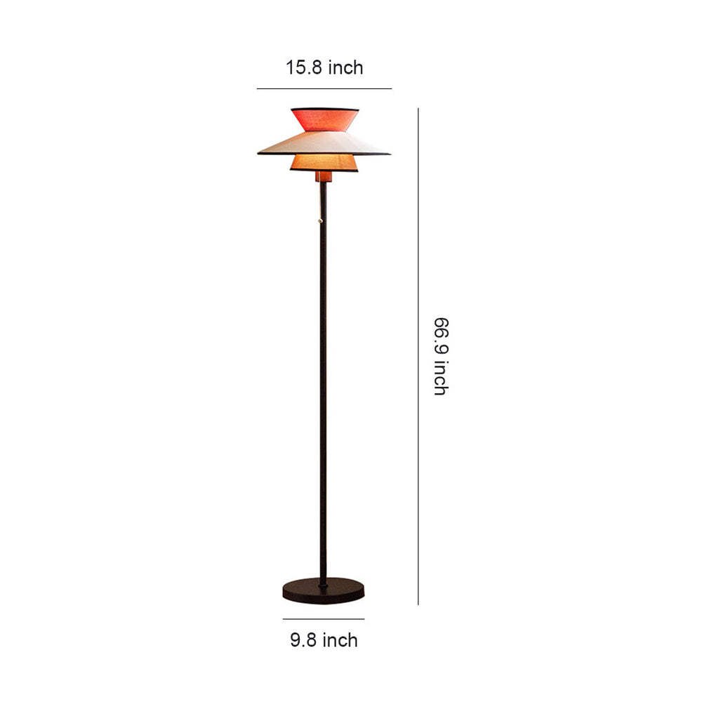 Vintage Pull Chain Floor Lamp, Fabric Shade Ambient Light, view 8