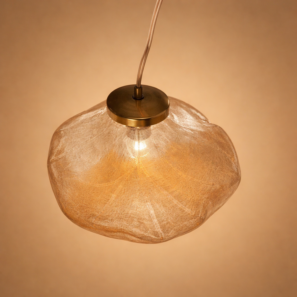 Cloud Shaped Glass Pendant Light, Smoky Gray, Clear or Amber