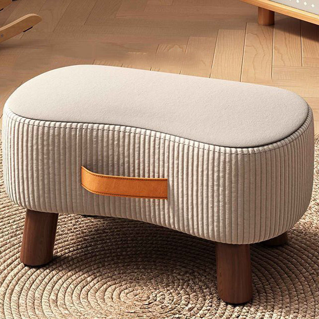 Contemporary Nordic Cuboid Portable Flannelette Tech Fabric Solid Wood Footstool Backless Armless For Living Room