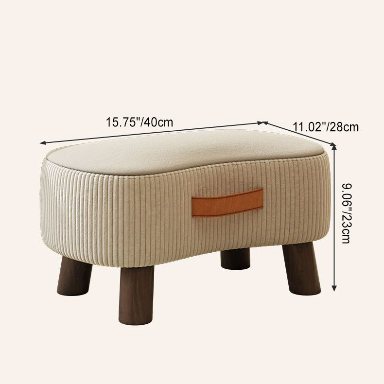 Contemporary Nordic Cuboid Portable Flannelette Tech Fabric Solid Wood Footstool Backless Armless For Living Room