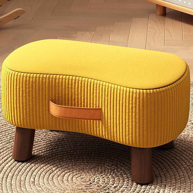 Contemporary Nordic Cuboid Portable Flannelette Tech Fabric Solid Wood Footstool Backless Armless For Living Room