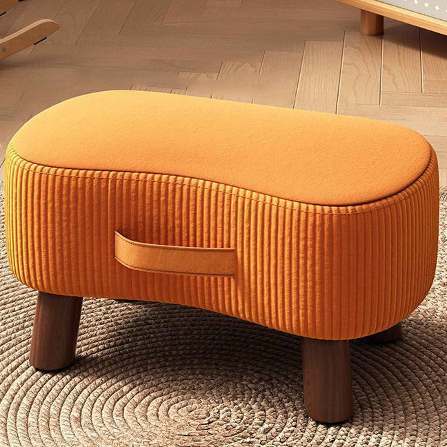 Contemporary Nordic Cuboid Portable Flannelette Tech Fabric Solid Wood Footstool Backless Armless For Living Room
