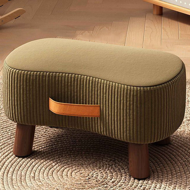 Contemporary Nordic Cuboid Portable Flannelette Tech Fabric Solid Wood Footstool Backless Armless For Living Room