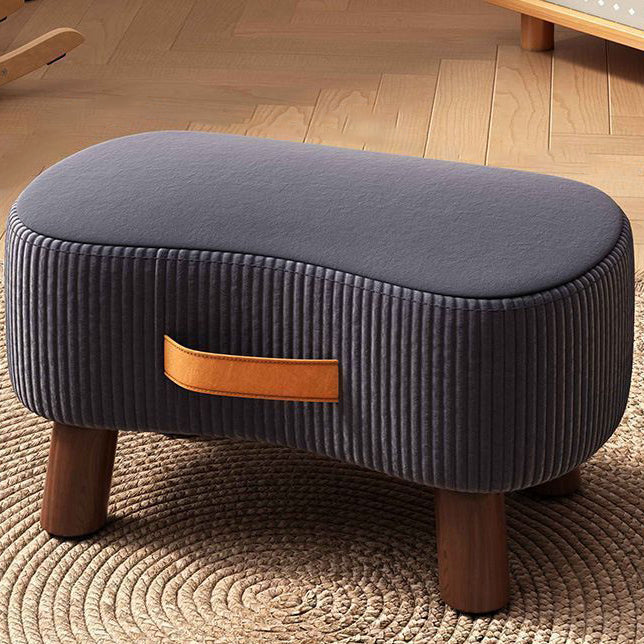 Contemporary Nordic Cuboid Portable Flannelette Tech Fabric Solid Wood Footstool Backless Armless For Living Room