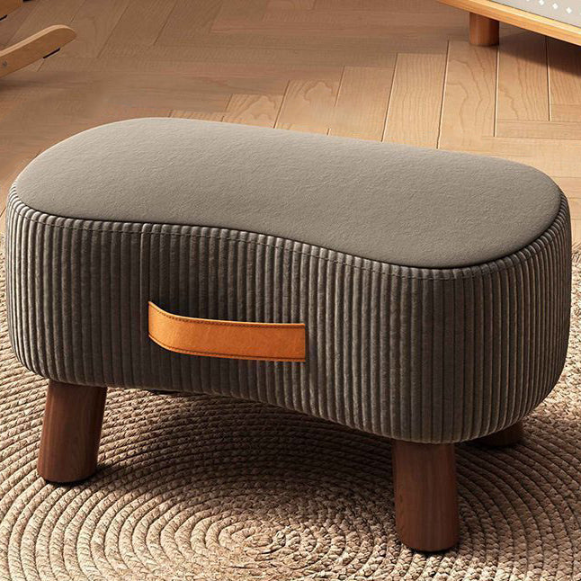 Contemporary Nordic Cuboid Portable Flannelette Tech Fabric Solid Wood Footstool Backless Armless For Living Room