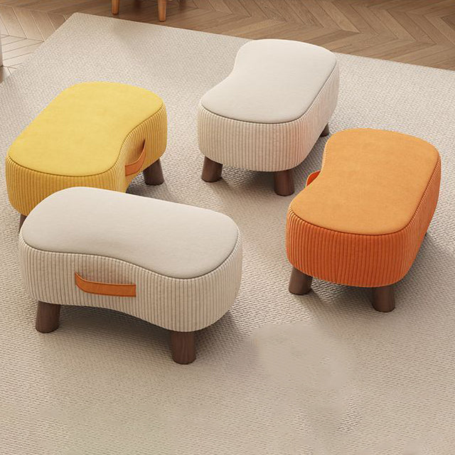 Contemporary Nordic Cuboid Portable Flannelette Tech Fabric Solid Wood Footstool Backless Armless For Living Room