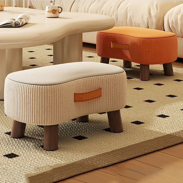 Contemporary Nordic Cuboid Portable Flannelette Tech Fabric Solid Wood Footstool Backless Armless For Living Room