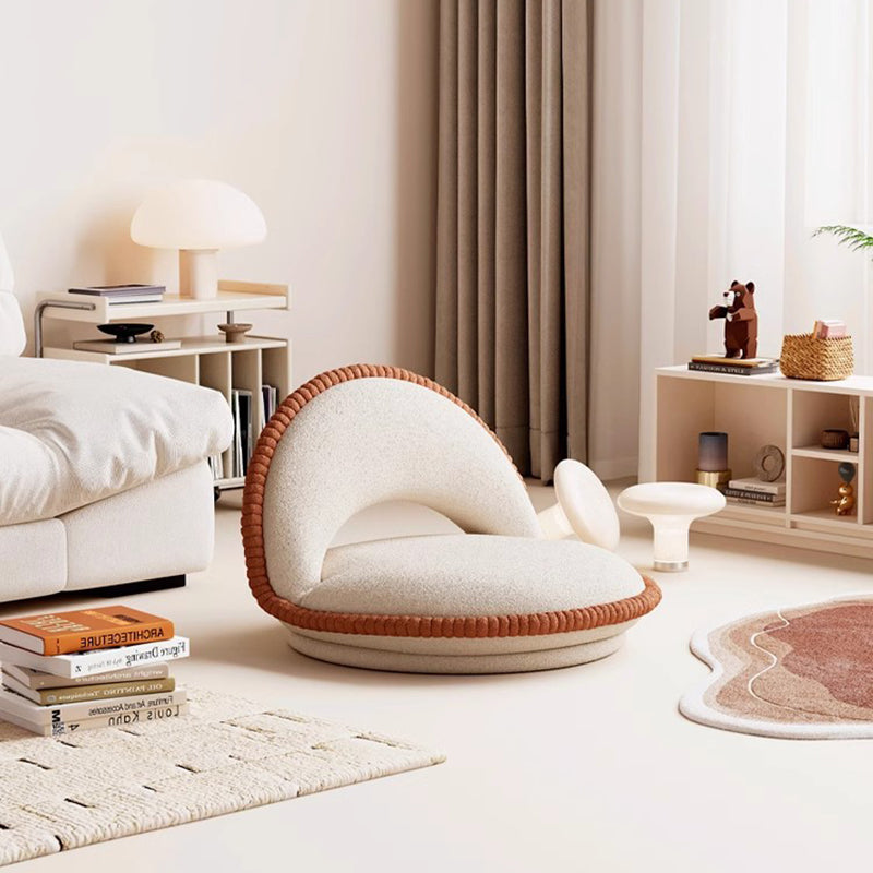 Traditional Japanese Rotatable Foldable Semicircular Teddy Velvet Multi-layer Board Chair Tatami Backrest Armless For Living Room