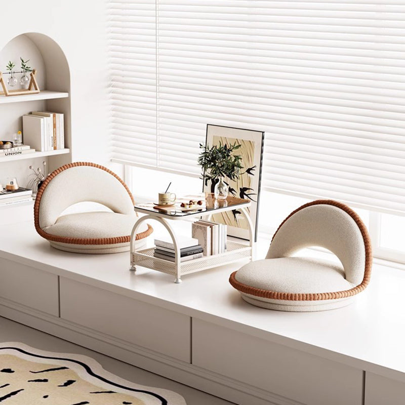 Traditional Japanese Rotatable Foldable Semicircular Teddy Velvet Multi-layer Board Chair Tatami Backrest Armless For Living Room