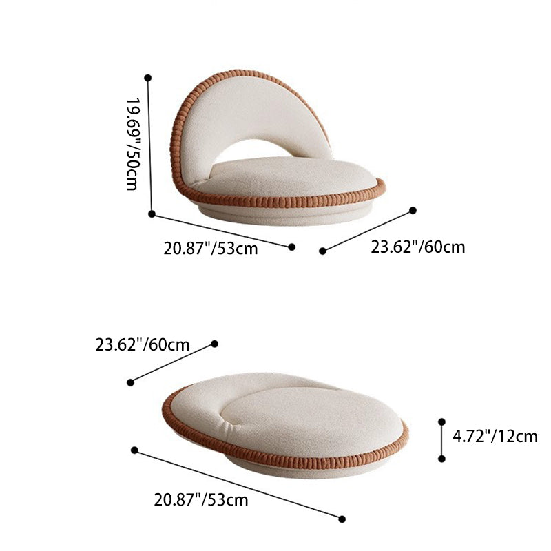 Traditional Japanese Rotatable Foldable Semicircular Teddy Velvet Multi-layer Board Chair Tatami Backrest Armless For Living Room