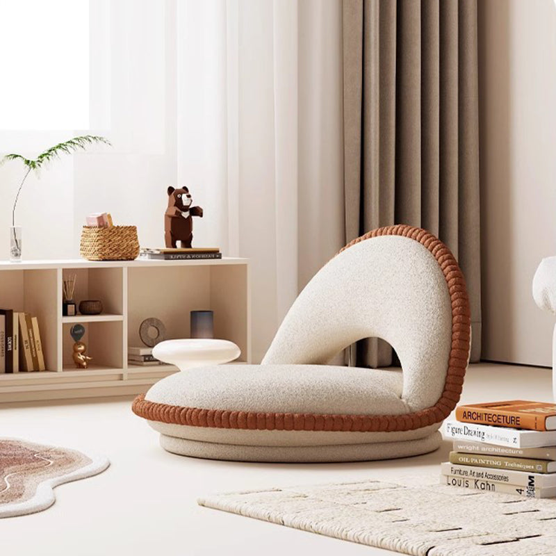 Traditional Japanese Rotatable Foldable Semicircular Teddy Velvet Multi-layer Board Chair Tatami Backrest Armless For Living Room