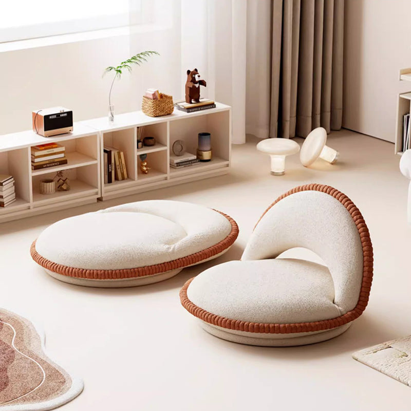 Traditional Japanese Rotatable Foldable Semicircular Teddy Velvet Multi-layer Board Chair Tatami Backrest Armless For Living Room