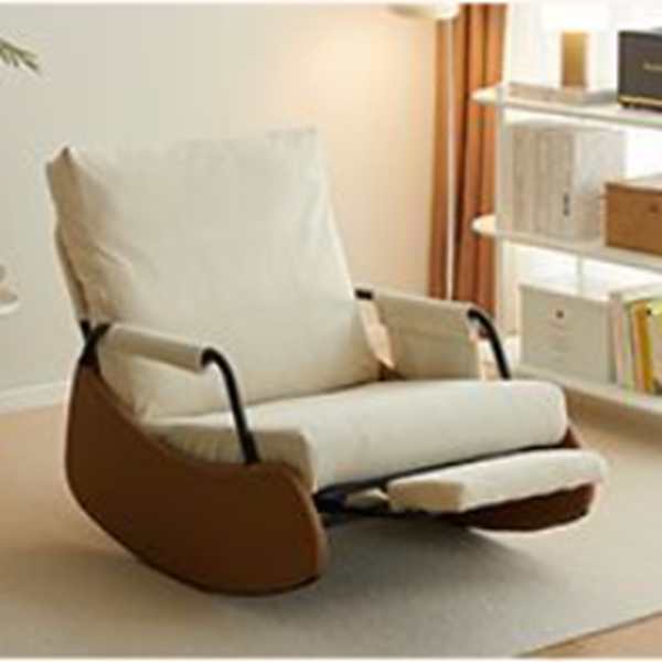 Nordic Tech Fabric Corduroy Steel Curved Rocking Accent Chair