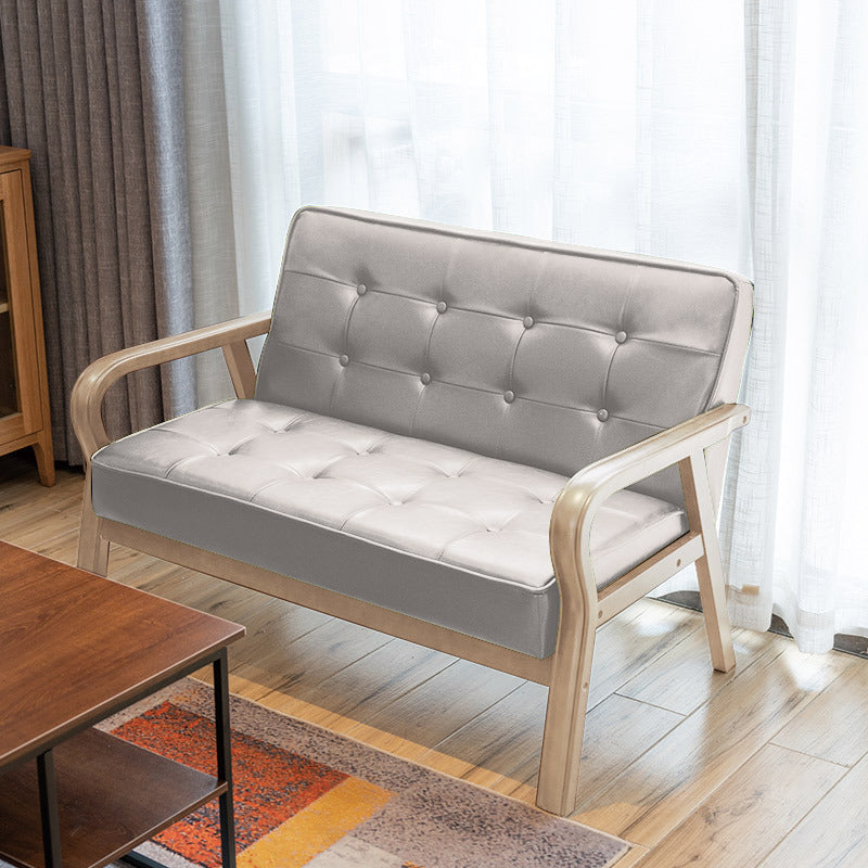 Vintage Oiled Wax Leather Solid Wood Rounded 2-Seater Sofa