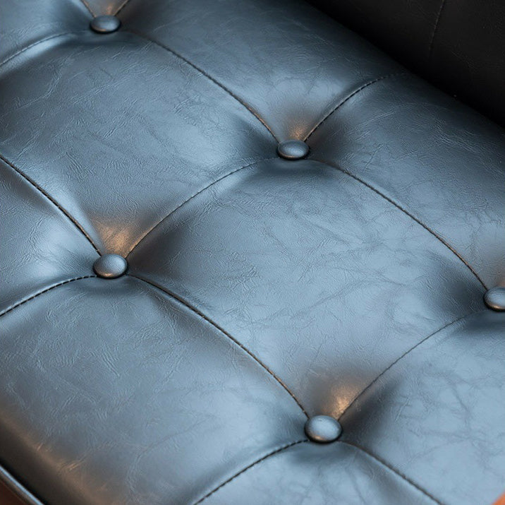 Vintage Oiled Wax Leather Solid Wood Rounded 2-Seater Sofa