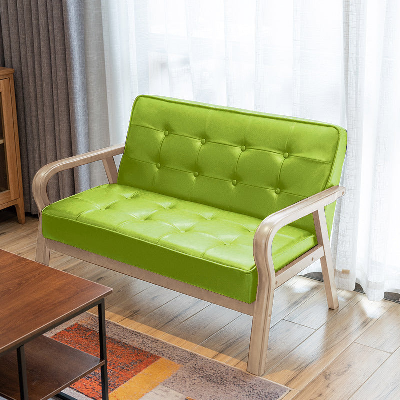 Vintage Oiled Wax Leather Solid Wood Rounded 2-Seater Sofa