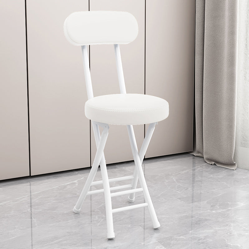Contemporary Simplicity Round Faux Leather Carbon Steel Frame Foldable Chair Backrest Footrest For Living Room