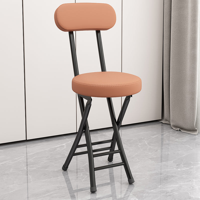 Contemporary Simplicity Round Faux Leather Carbon Steel Frame Foldable Chair Backrest Footrest For Living Room