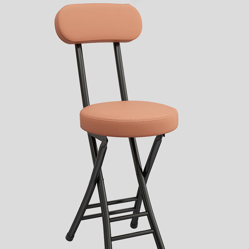 Contemporary Simplicity Round Faux Leather Carbon Steel Frame Foldable Chair Backrest Footrest For Living Room