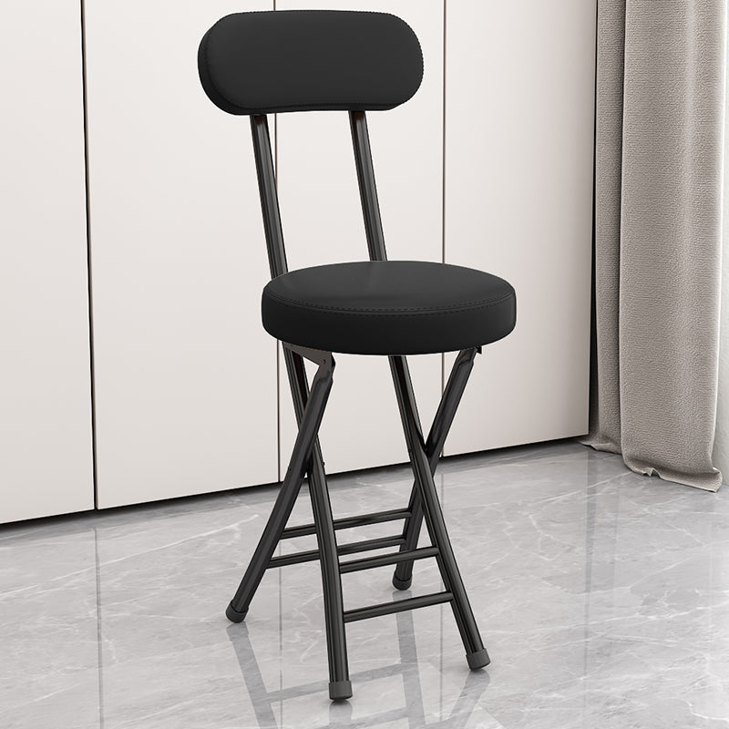 Contemporary Simplicity Round Faux Leather Carbon Steel Frame Foldable Chair Backrest Footrest For Living Room
