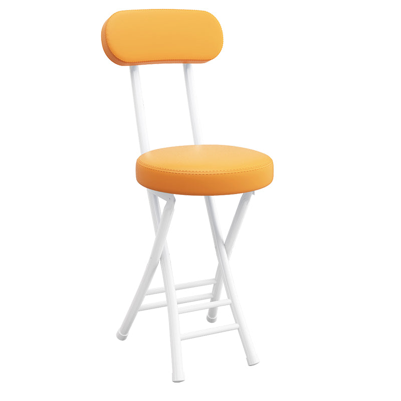 Contemporary Simplicity Round Faux Leather Carbon Steel Frame Foldable Chair Backrest Footrest For Living Room