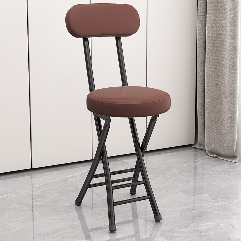Contemporary Simplicity Round Faux Leather Carbon Steel Frame Foldable Chair Backrest Footrest For Living Room