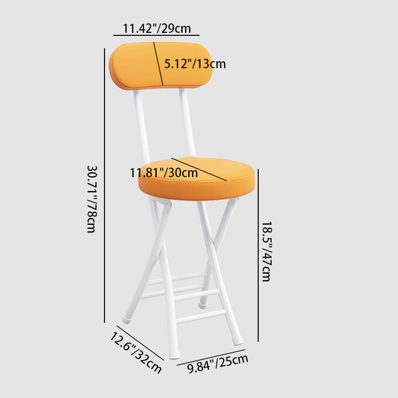 Contemporary Simplicity Round Faux Leather Carbon Steel Frame Foldable Chair Backrest Footrest For Living Room