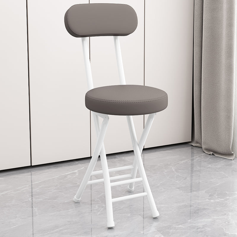 Contemporary Simplicity Round Faux Leather Carbon Steel Frame Foldable Chair Backrest Footrest For Living Room
