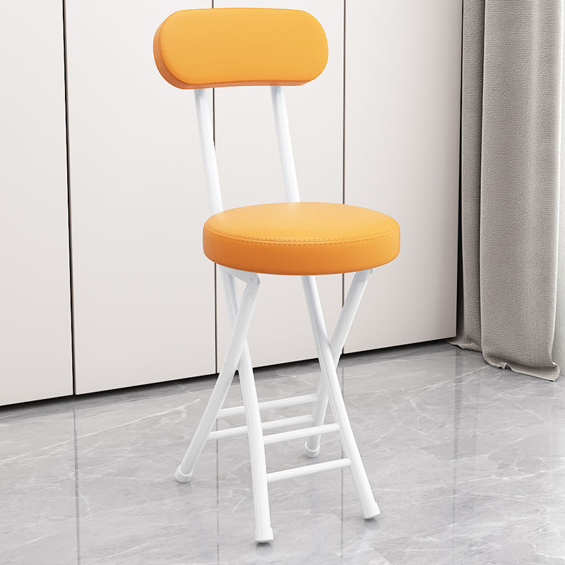 Contemporary Simplicity Round Faux Leather Carbon Steel Frame Foldable Chair Backrest Footrest For Living Room