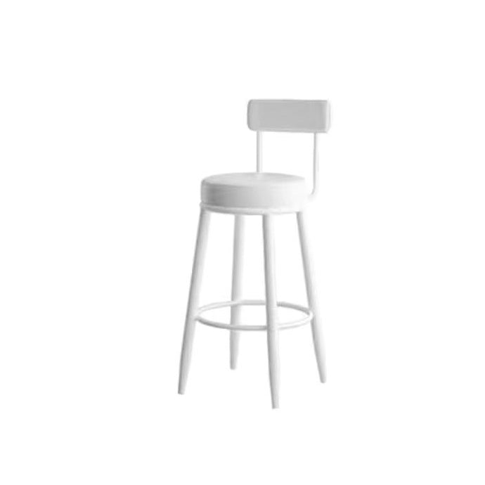 Contemporary Nordic Round PU Leather Microfiber Leather Genuine Leather Better Material Genuine Leather Upholstered Iron Bar Stool Backrest Footrest For Dining Room