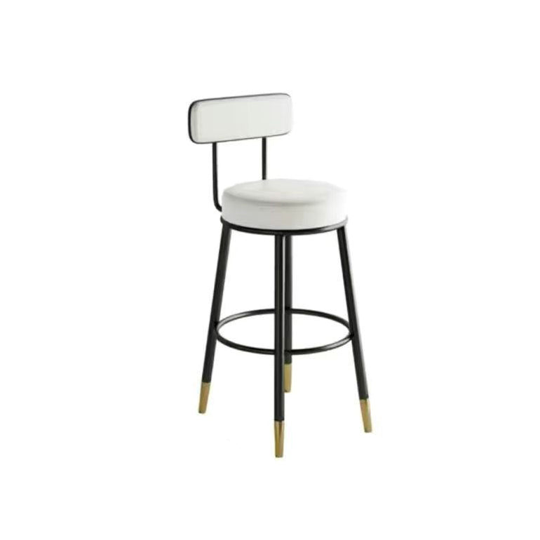 Contemporary Nordic Round PU Leather Microfiber Leather Genuine Leather Better Material Genuine Leather Upholstered Iron Bar Stool Backrest Footrest For Dining Room