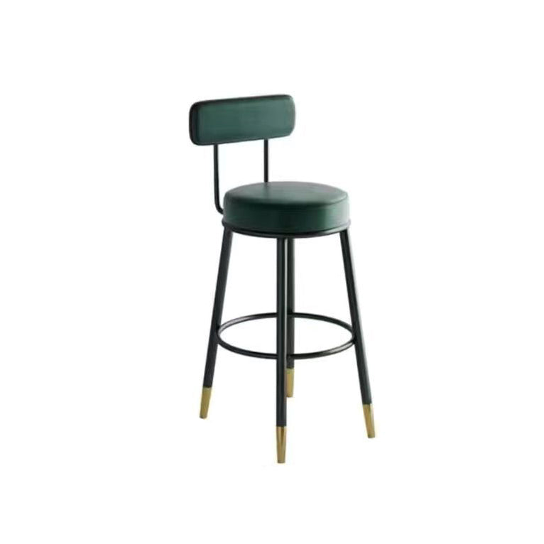 Contemporary Nordic Round PU Leather Microfiber Leather Genuine Leather Better Material Genuine Leather Upholstered Iron Bar Stool Backrest Footrest For Dining Room