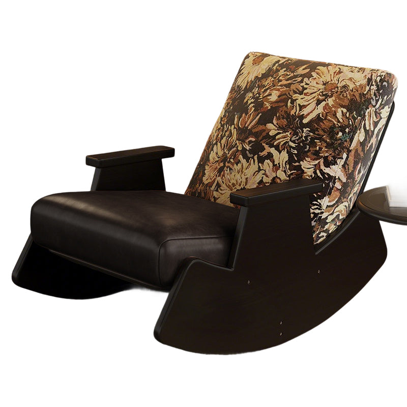 Vintage Faux Leather Flannelette Iron Rocking Chair Backrest Armrest