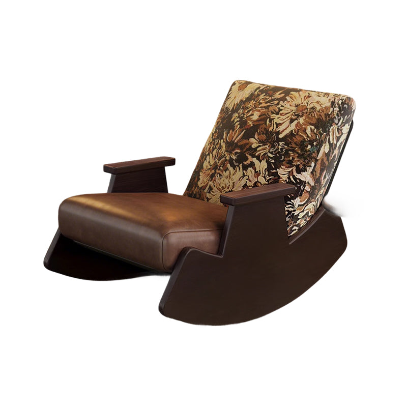 Vintage Faux Leather Flannelette Iron Rocking Chair Backrest Armrest