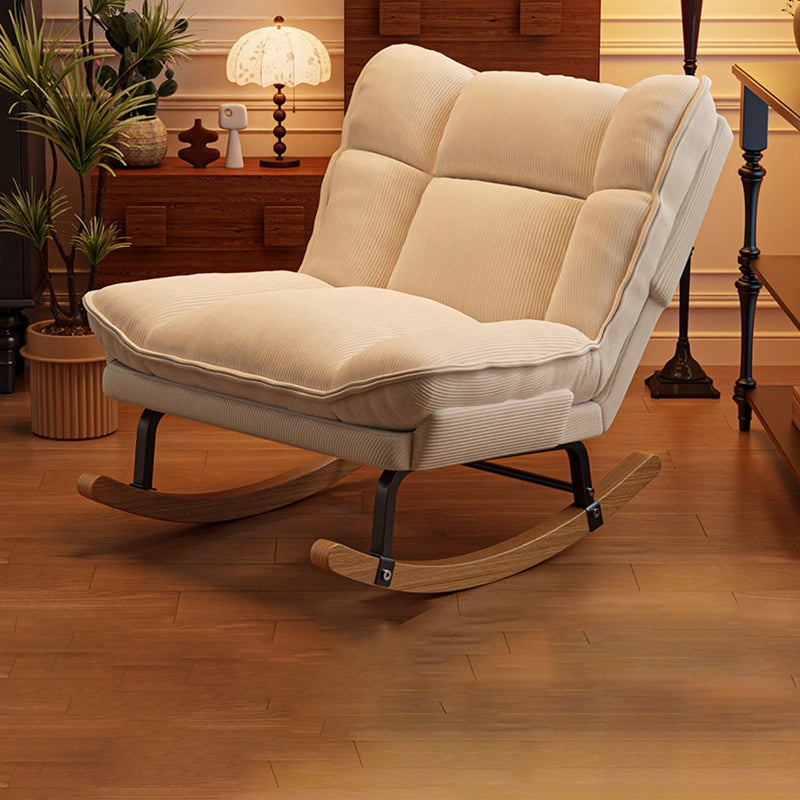Nordic Rubberwood Iron Corduroy Cotton Detachable Rocking Chair Armless