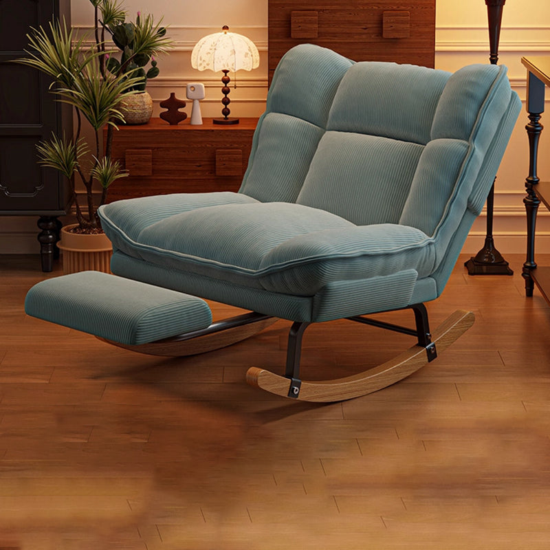 Nordic Rubberwood Iron Corduroy Cotton Detachable Rocking Chair Armless