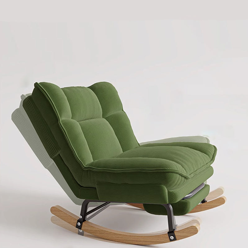 Nordic Rubberwood Iron Corduroy Cotton Detachable Rocking Chair Armless