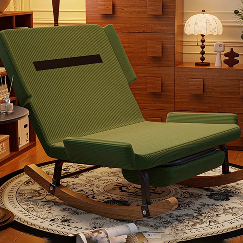 Nordic Rubberwood Iron Corduroy Cotton Detachable Rocking Chair Armless
