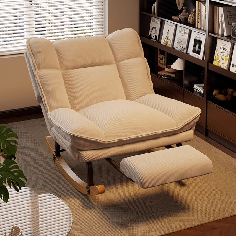 Nordic Rubberwood Iron Corduroy Cotton Detachable Rocking Chair Armless