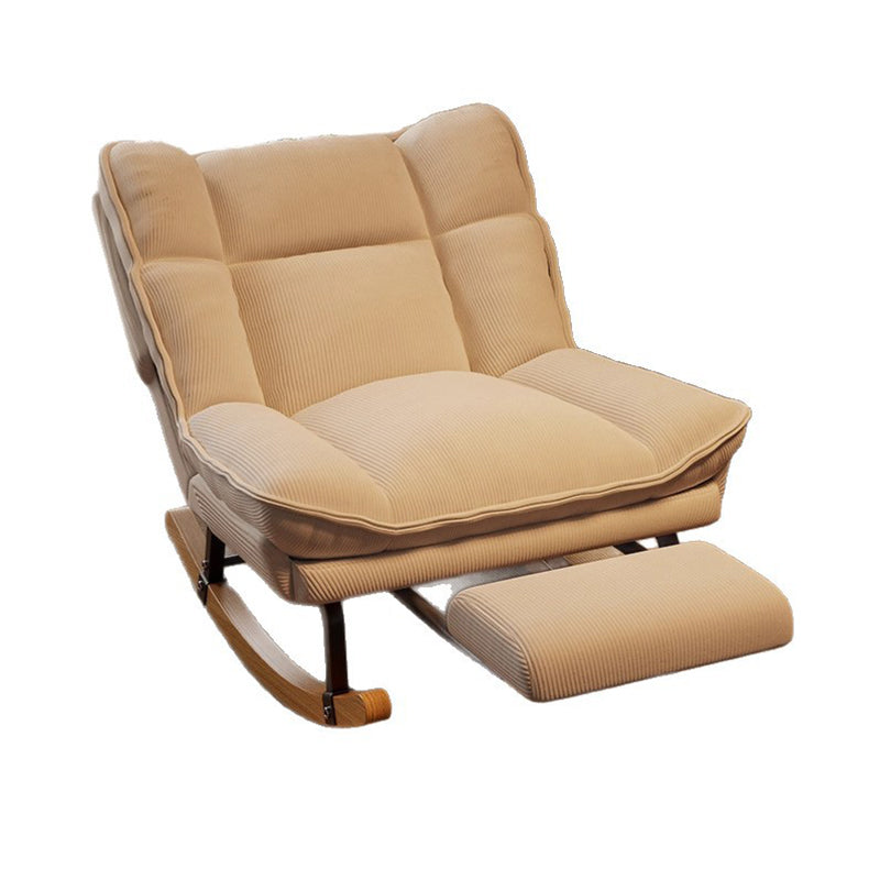 Nordic Rubberwood Iron Corduroy Cotton Detachable Rocking Chair Armless