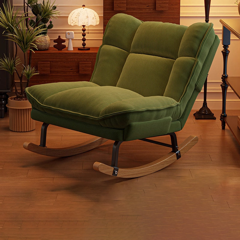 Nordic Rubberwood Iron Corduroy Cotton Detachable Rocking Chair Armless