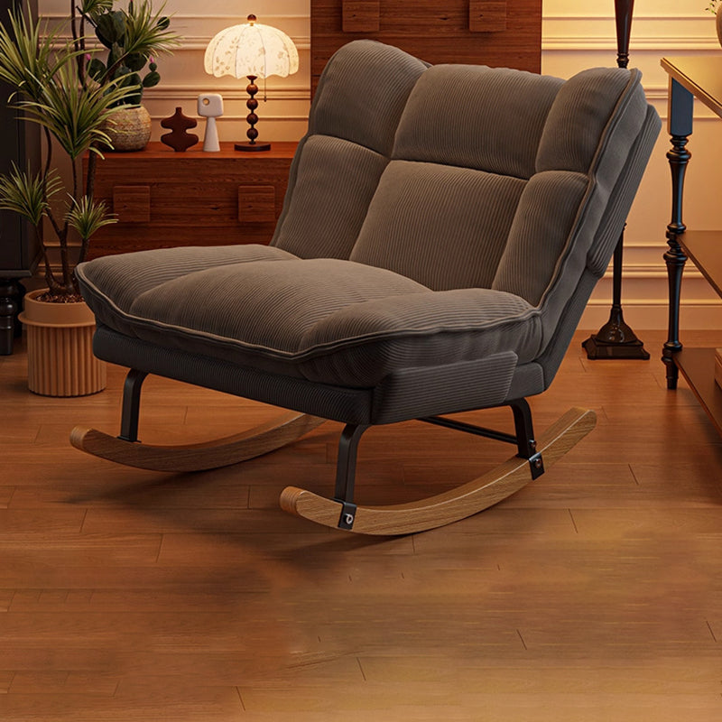 Nordic Rubberwood Iron Corduroy Cotton Detachable Rocking Chair Armless