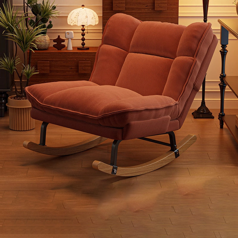 Nordic Rubberwood Iron Corduroy Cotton Detachable Rocking Chair Armless