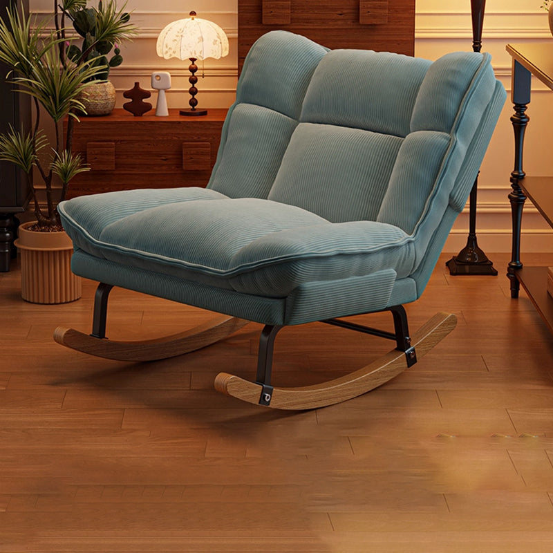 Nordic Rubberwood Iron Corduroy Cotton Detachable Rocking Chair Armless